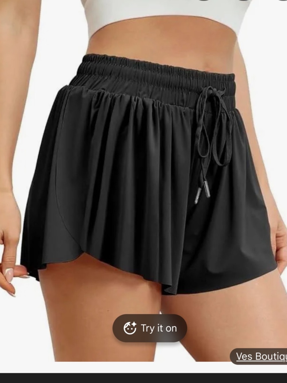 Black Women's Layered Athletic Skort with Drawstring